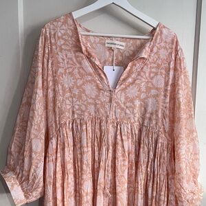 Daughters of India Kyra Apricot Blush Floral Dress Maxi XL